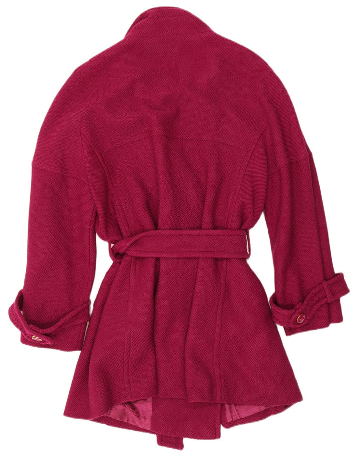 Escada Womens Double Breasted Coat EU 44 XL Purple New Wool