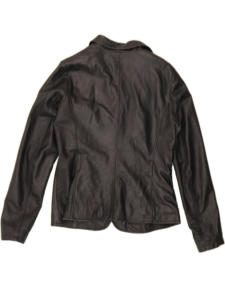 VINTAGE Womens 2 Button Leather Blazer Jacket IT 50 XL Black Leather Vintage Vintage and Second-Hand Vintage from Messina Hembry 
