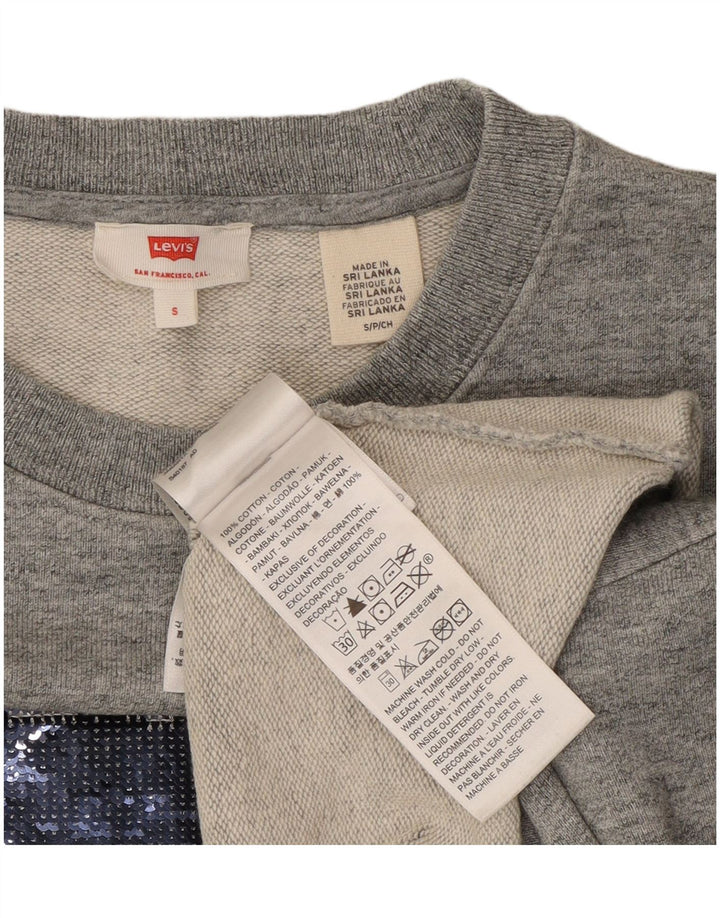 Levi's Womens Crop Oversized Sweatshirt Jumper UK 10 Small Grey Cotton
