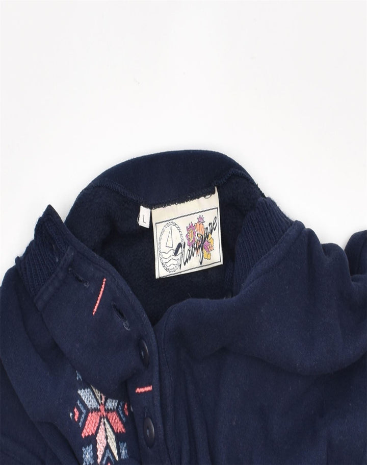 NAVIGARE Womens Crew Neck Jumper Sweater UK 16 Large Navy Blue Classic | Vintage | Thrift | Second-Hand | Used Clothing | Messina Hembry 