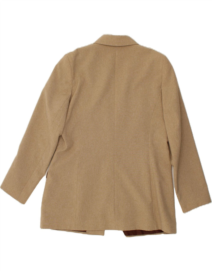 ESSENTIEL Womens Longline 1 Button Blazer Jacket UK 16 Large Beige Vintage Essentiel and Second-Hand Essentiel from Messina Hembry 