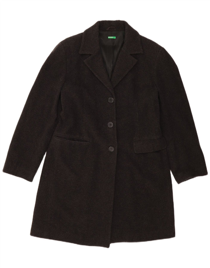 BENETTON Dame Overfrakke IT 48 XL Sort Uld
