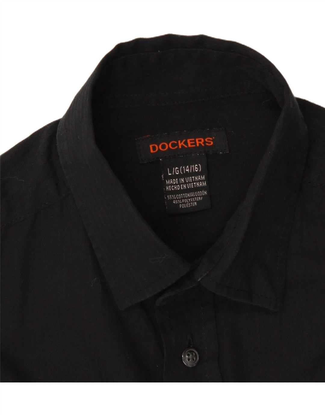 DOCKERS Boys Shirt 14-15 Years Large Black Cotton Vintage Dockers and Second-Hand Dockers from Messina Hembry 