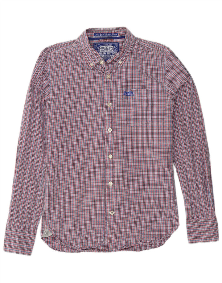 Superdry Mens Shirt Medium Pink Gingham Cotton