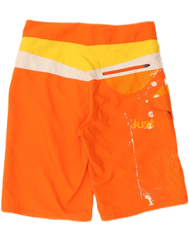 NIKE Mens Graphic Swimming Shorts Medium  Orange Colourblock Polyester