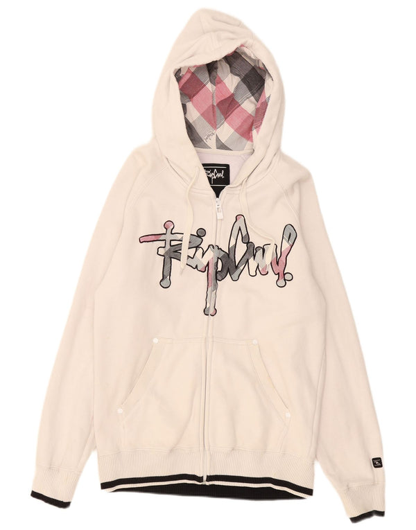 Maglione con cappuccio e zip grafica da uomo Rip Curl piccolo in cotone bianco
