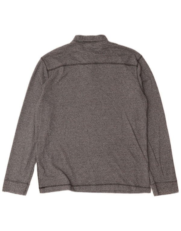 Polo da uomo a maniche lunghe Hugo Boss Large in cotone grigio