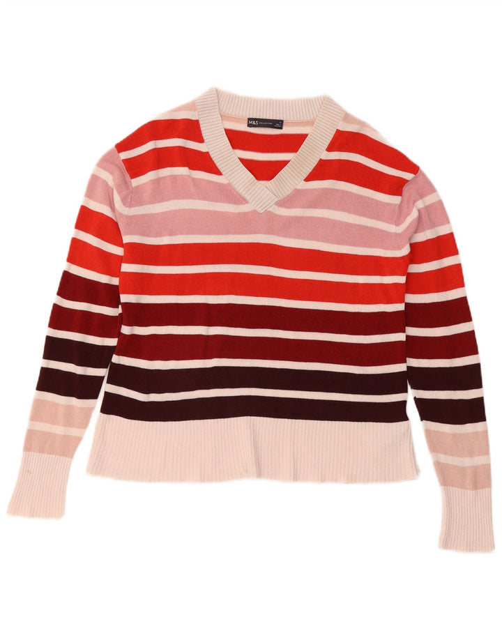 Marks & Spencer Womens V-Neck Jumper Sweater UK 12 Medium Multicoloured