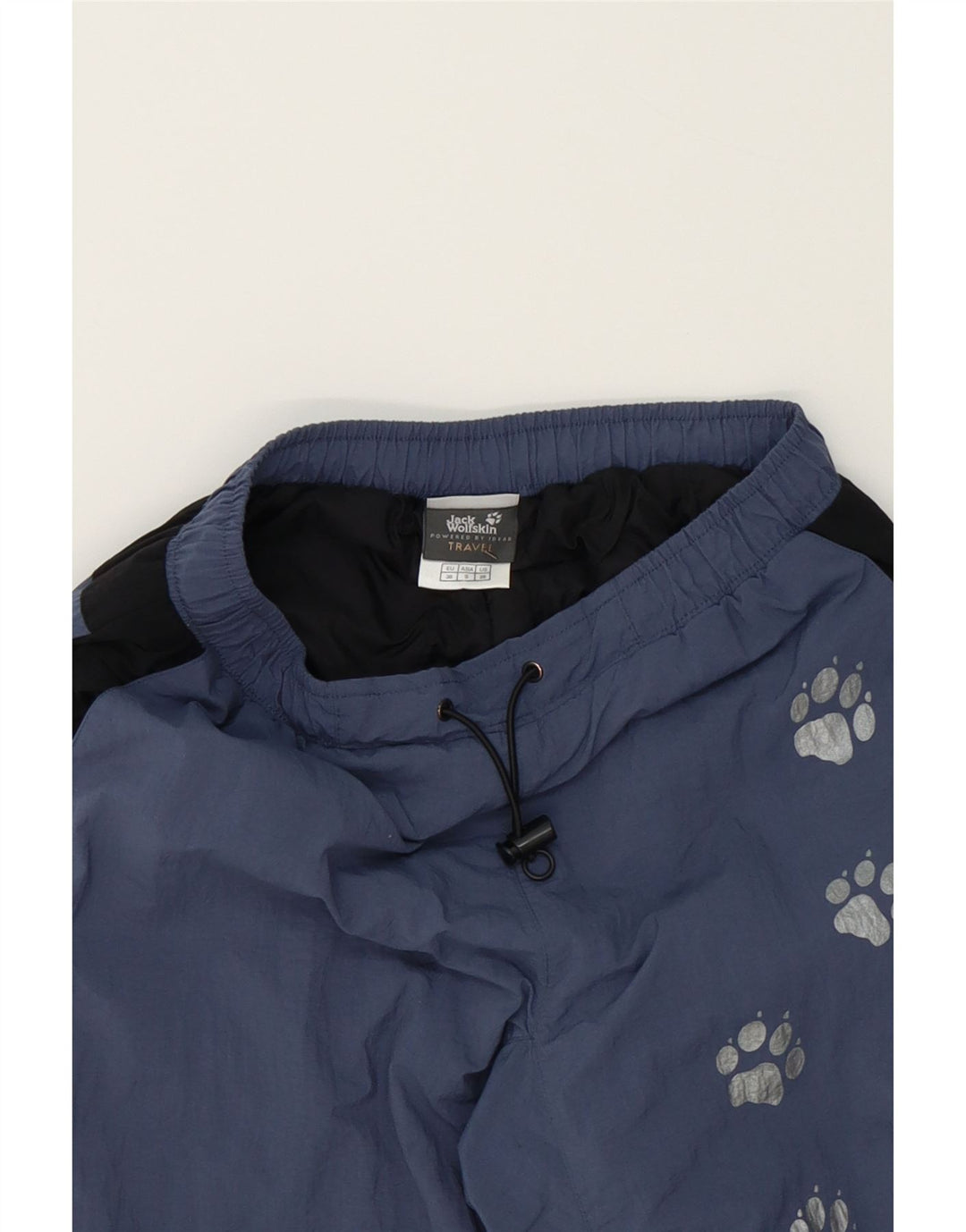 JACK WOLFSKIN Mens Windbreaker Trousers Small  Navy Blue Colourblock Vintage Jack Wolfskin and Second-Hand Jack Wolfskin from Messina Hembry 