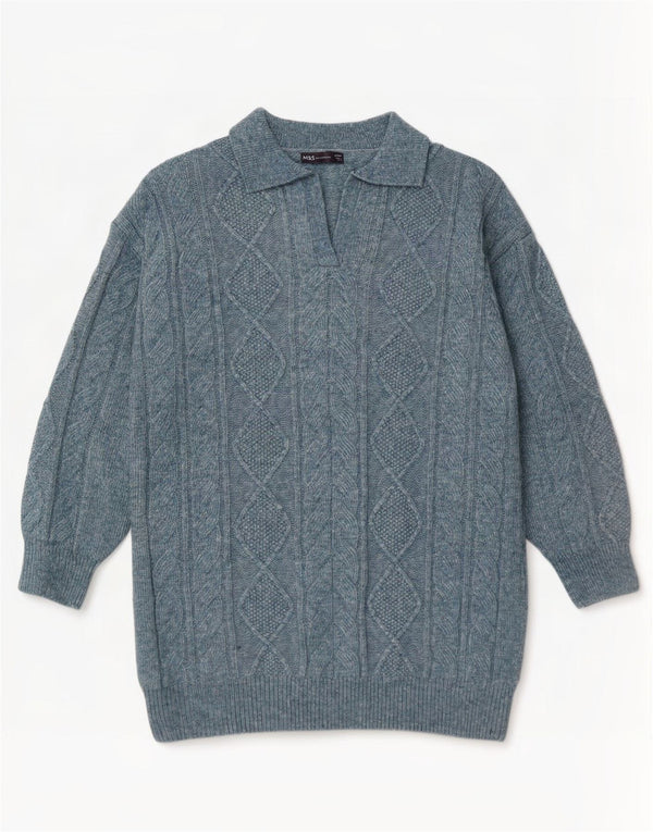 Marks & Spencer Damen-Pullover mit Rollkragen, Gr. 40, Größe L, Blau meliert