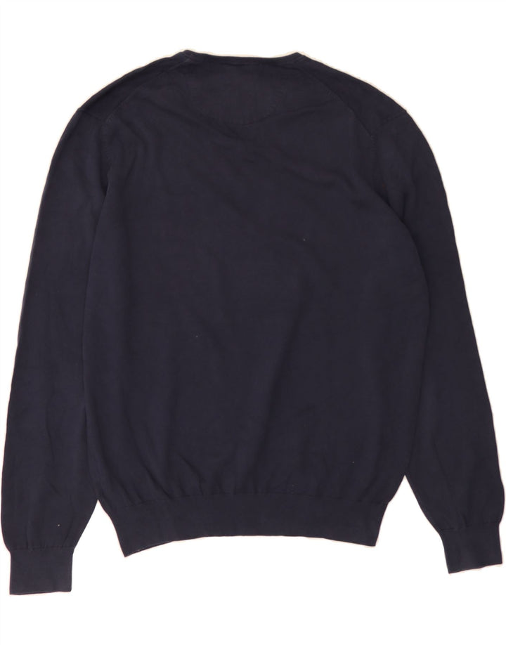 MASSIMO DUTTI Mens V-Neck Jumper Sweater XL Navy Blue Cotton Vintage Massimo Dutti and Second-Hand Massimo Dutti from Messina Hembry 