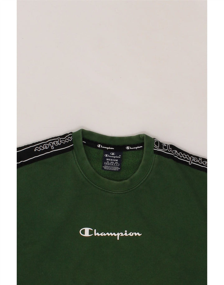 CHAMPION Mens Graphic Sweatshirt Jumper Medium Green Cotton Vintage Champion and Second-Hand Champion from Messina Hembry 