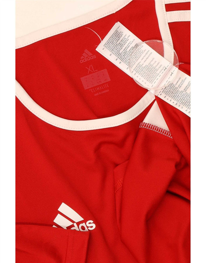 Adidas Mens Climalite T-Shirt Top XL Red Colourblock Polyester