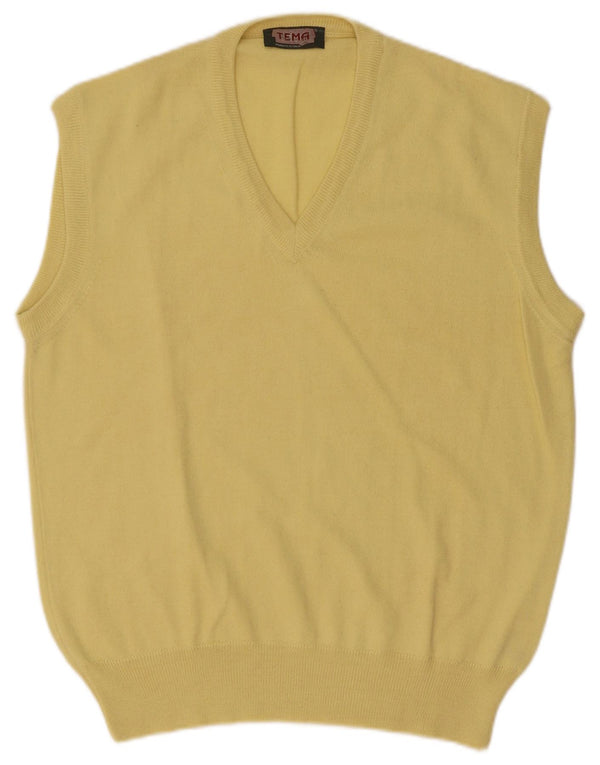 Vintage Mens Vest Tank Top IT 50 Medium Galben Lână