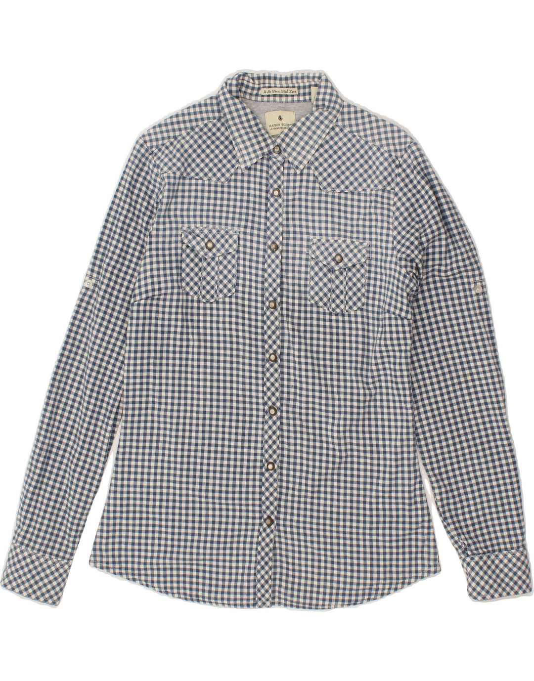 MAISON SCOTCH Mens Shirt Small Navy Blue Gingham Cotton Vintage Maison Scotch and Second-Hand Maison Scotch from Messina Hembry 