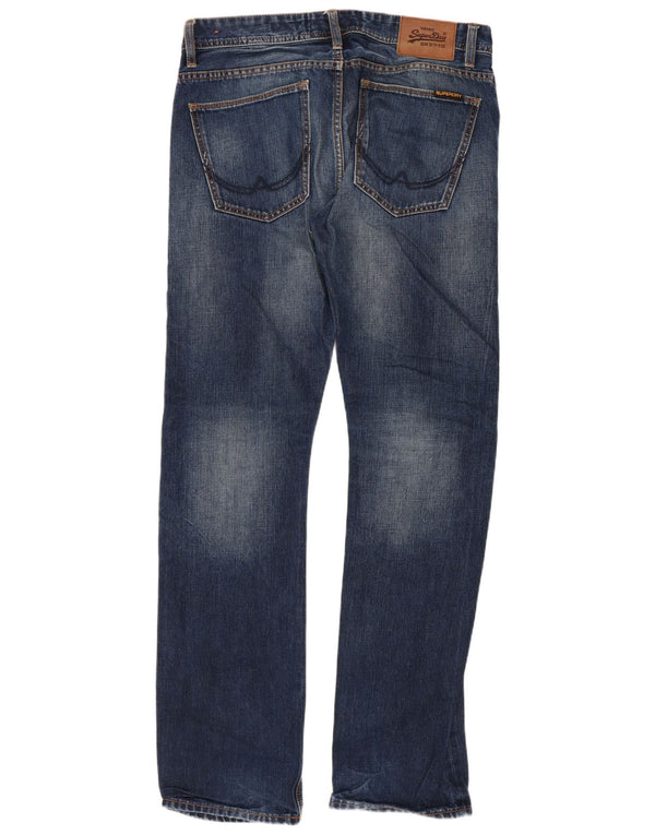 Superdry Men Distressed Straight Jeans W32 L32 Blå Bomuld