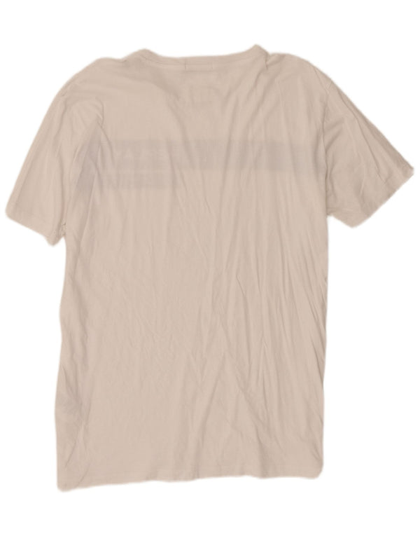 Replay Camiseta gráfica para hombre Top 2XL Algodón blanco con bloques de color