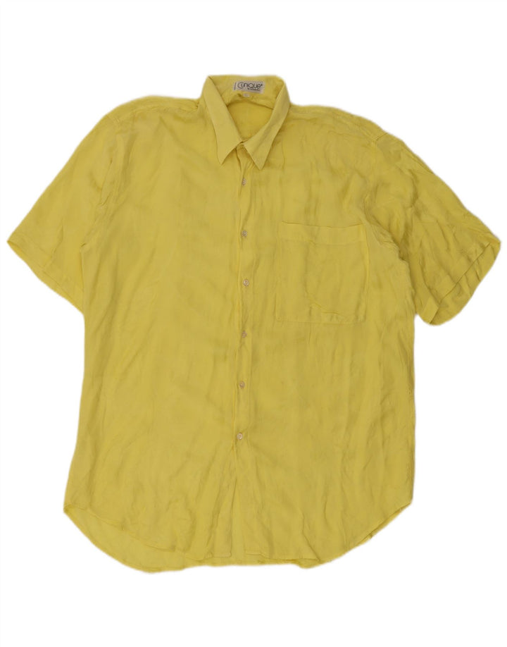 Clinique Mens Short Sleeve Shirt Medium Yellow Viscose