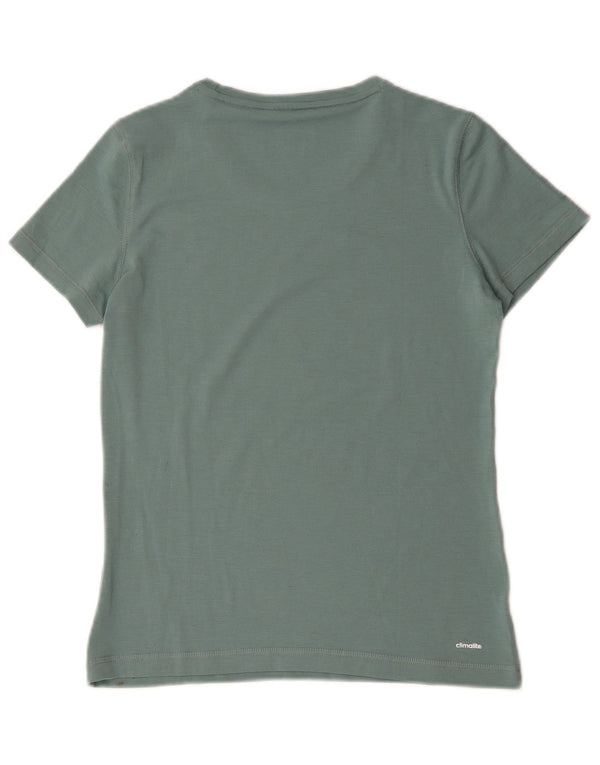 Adidas Dame Climalite T-Shirt Top UK 12/14 Medium Grøn Bomuld