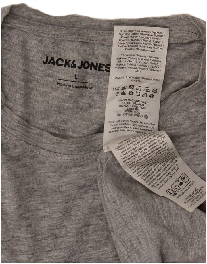 JACK & JONES T-shirt da uomo Top Large in viscosa grigia