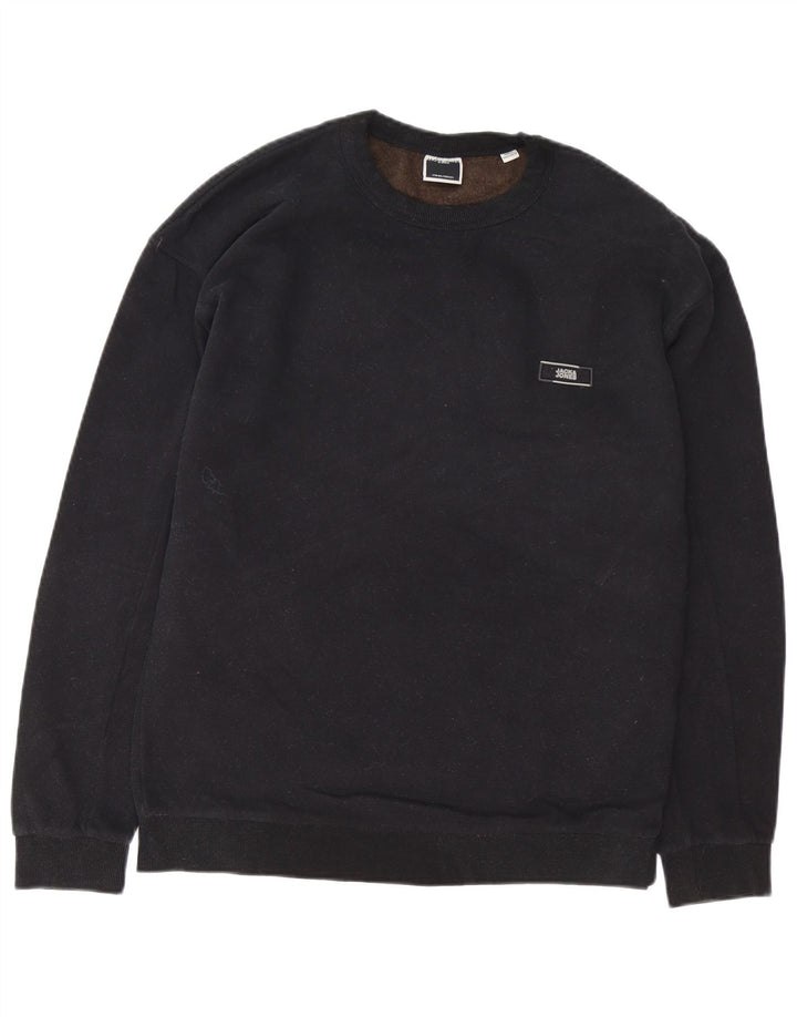 JACK & JONES Mens Core Graphic Sweatshirt Jumper Large Black Cotton