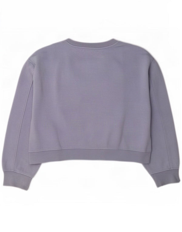 Zara Womens Crop Sweatshirt Jumper UK 16 Large Purple Cotton