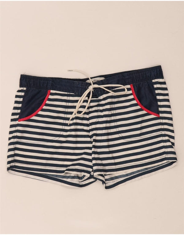 Fat Face Short de Bain Femme UK 44 Grand Bleu Marine Rayé Polyester