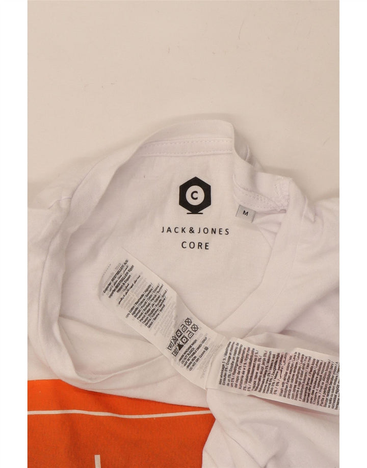 JACK & JONES Mens Graphic T-Shirt Top Medium White Cotton