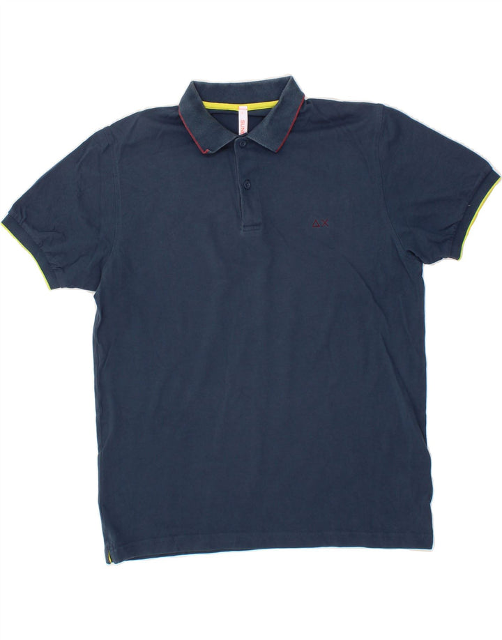 SUN68 Mens Polo Shirt Large Navy Blue Cotton Vintage Sun68 and Second-Hand Sun68 from Messina Hembry 