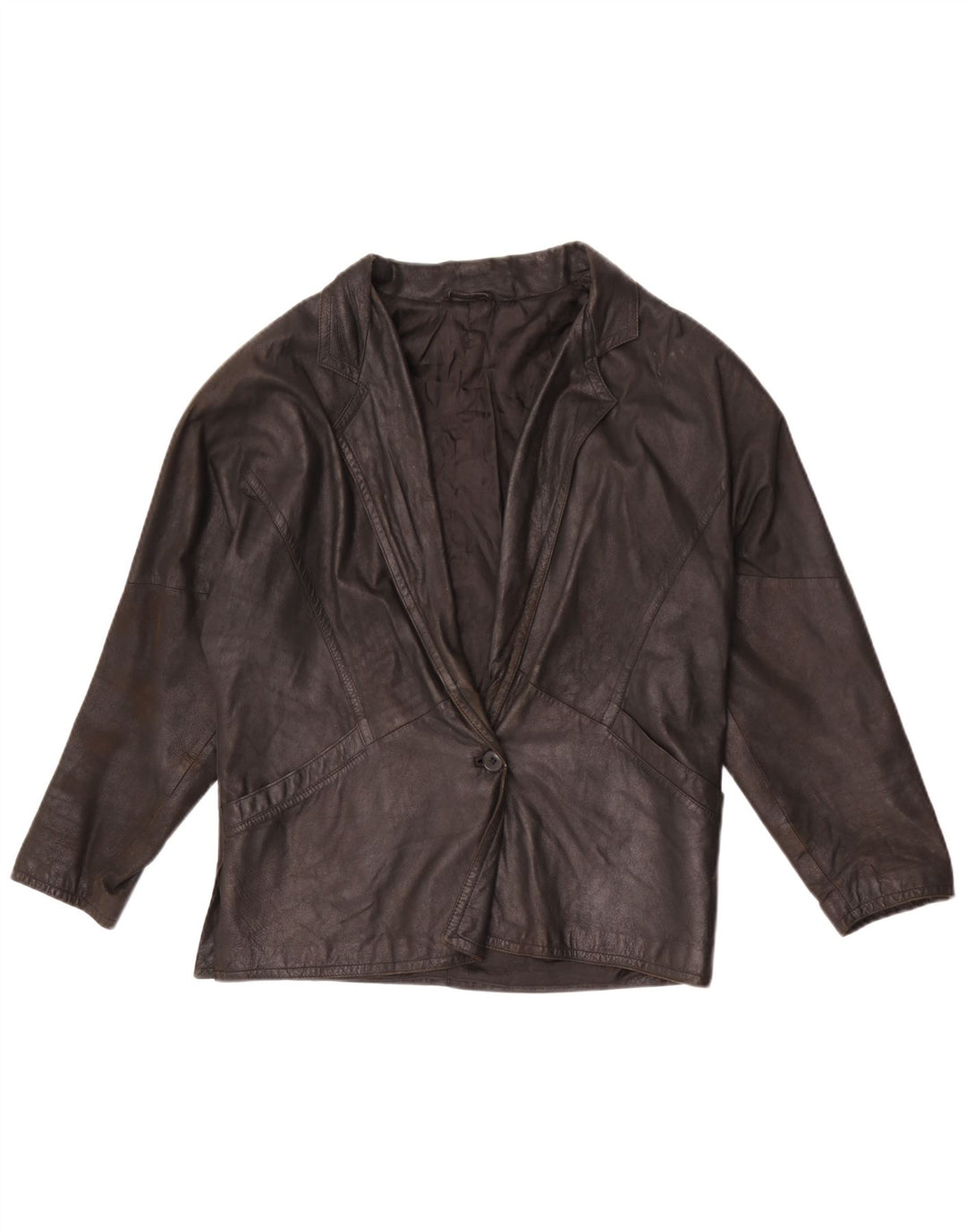 Vintage Womens 1 Button Leather Blazer Jacket IT 42 Medium Black