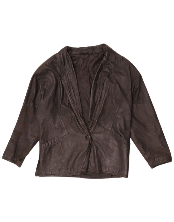 Vintage Womens 1 Button Leather Blazer Jacket IT 42 Medium Black