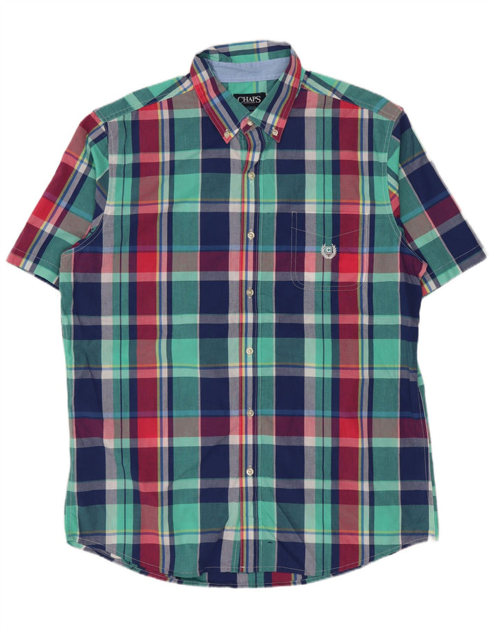 Chaps Camicia da uomo a maniche corte Easy Care, grande, in cotone a quadri multicolore