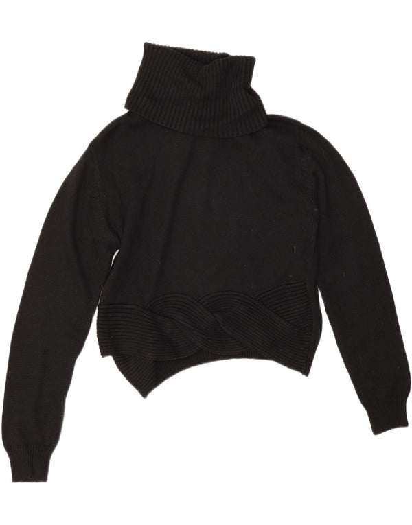 Maglione maglione corto da donna Guess con collo alto UK 14 cotone nero medio