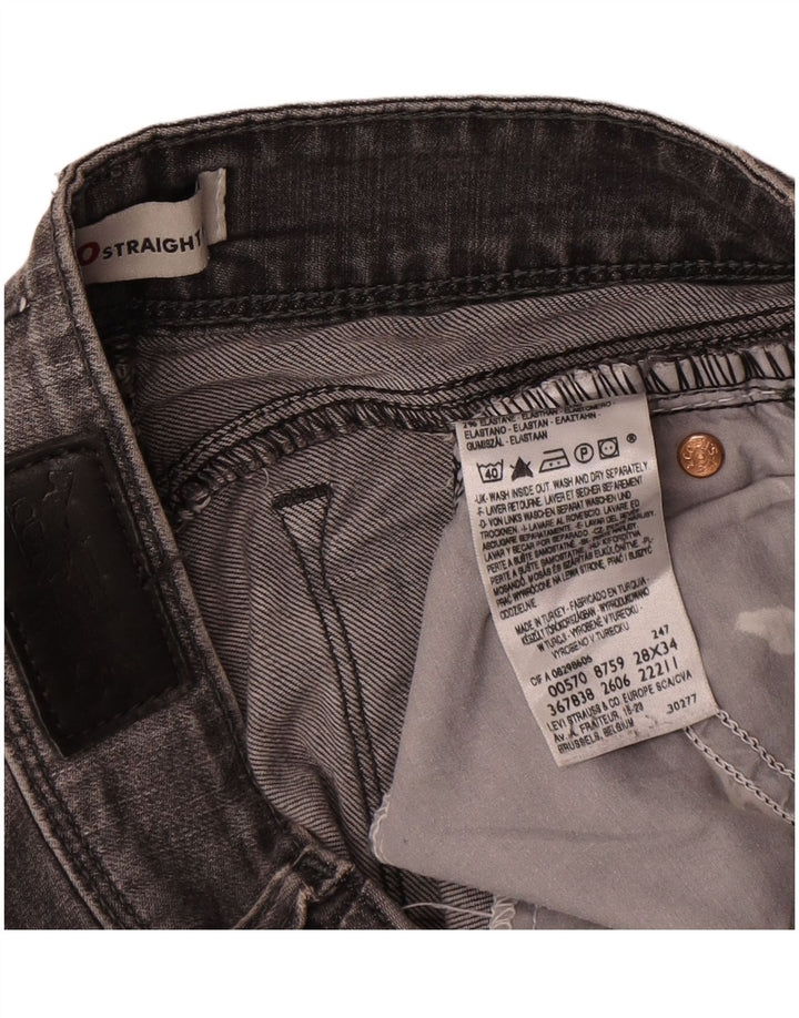 Levi's Womens 570 Straight Jeans W28 L31 Grey Cotton