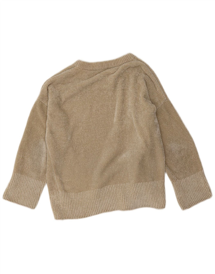 Zara Womens Oversized Crew Neck Jumper Sweater UK 14 Medium Beige