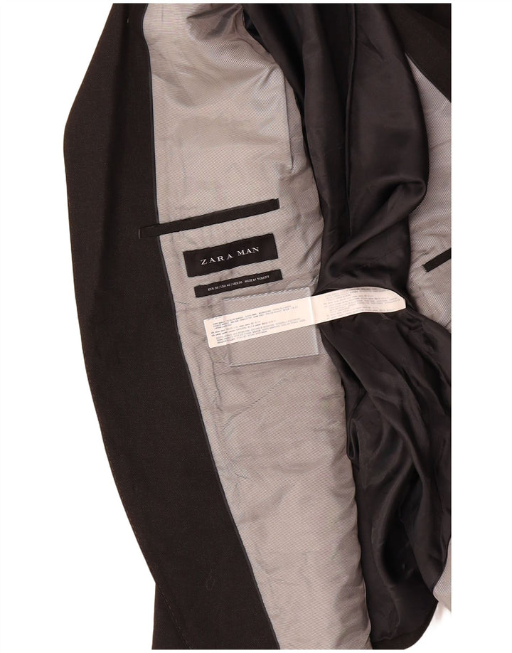 ZARA Mens 2 Button Blazer Jacket EU 56 XL Grey Viscose