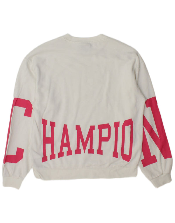 Champion Womens Graphic Sweatshirt Jumper UK 20 2XL White Cotton
