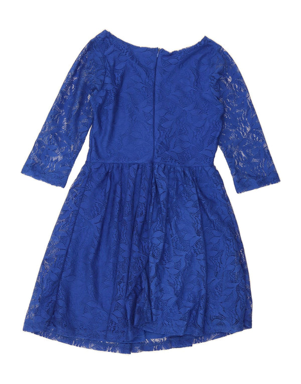 FISHBONE Womens 3/4 Sleeve A-Line Dress UK 6 XS Blue Floral