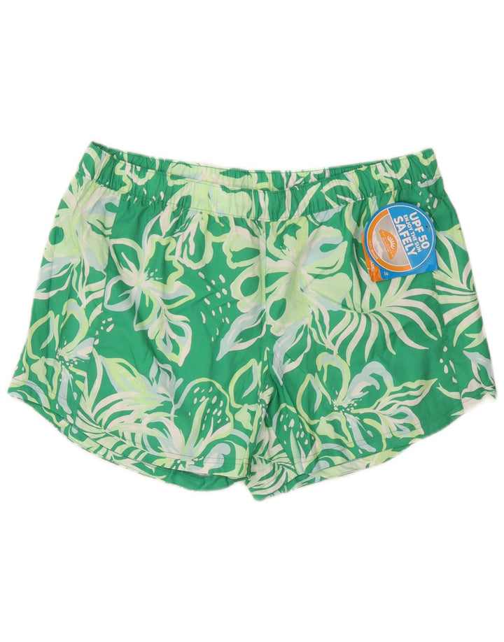 Columbia Mens Swimming Shorts Large Green Floral Polyester