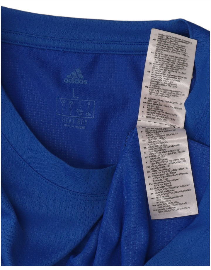 Adidas Mens Graphic T-Shirt Top Large Blue Polyester
