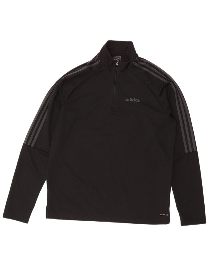 ADIDAS Mens Climalite Zip Neck Pullover Tracksuit Top Large Black