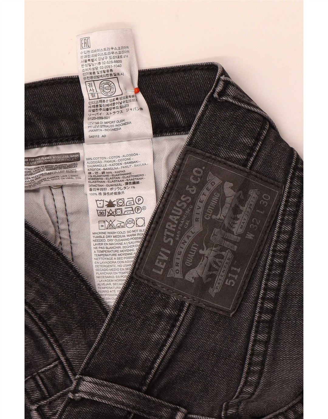 Calça Jeans Levis 511 Slim Masculina W32 L30 Cinza Algodão