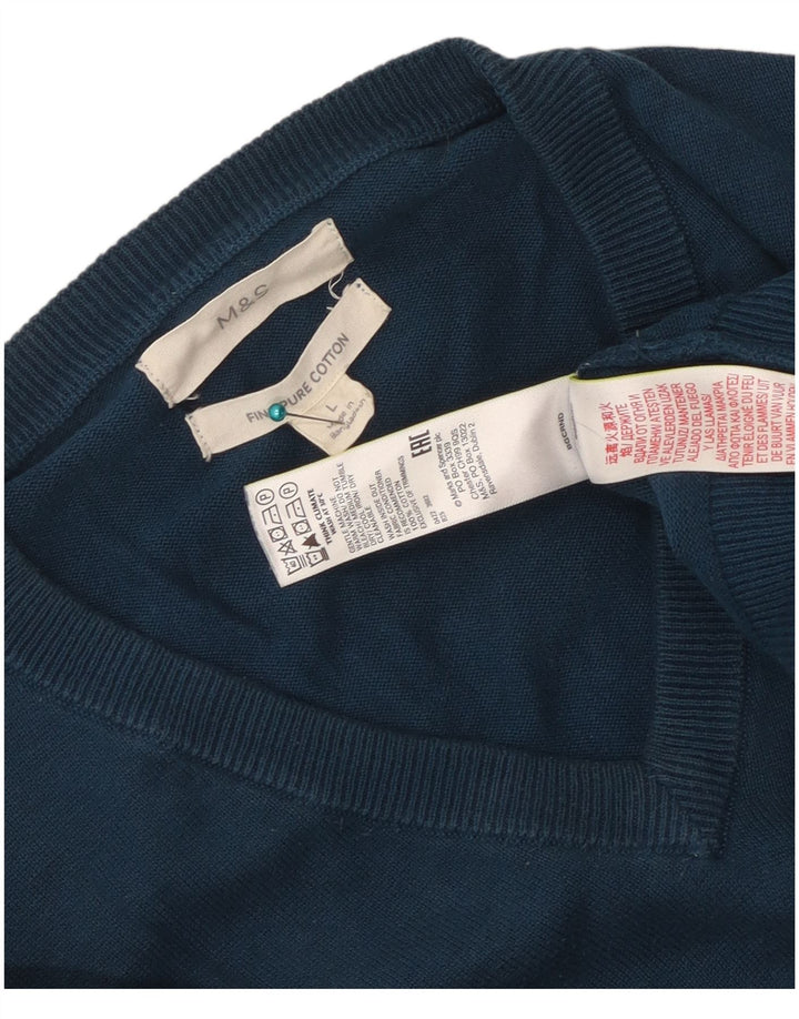 Marks & Spencer Pull col V pour homme en coton bleu Taille L