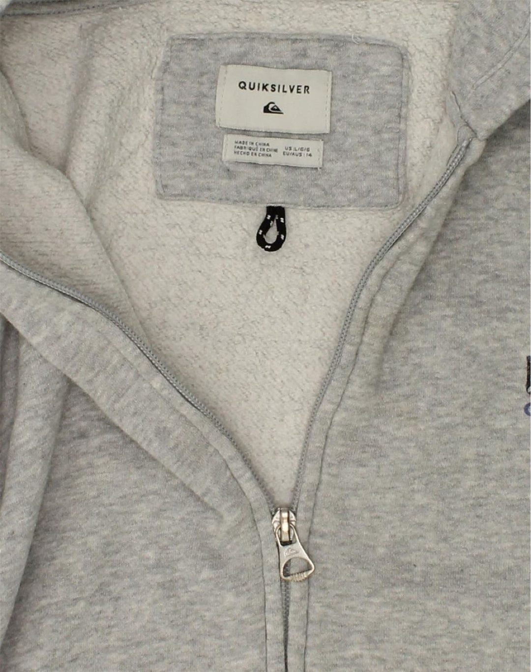 QUIKSILVER Boys Zip Hoodie Sweater 13-14 Years Grey Cotton | Vintage Quiksilver | Thrift | Second-Hand Quiksilver | Used Clothing | Messina Hembry 