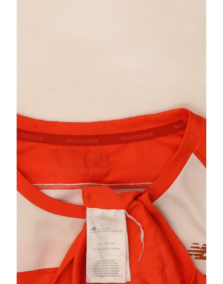 New Balance Mens T-Shirt Top Medium Orange Colourblock Polyester