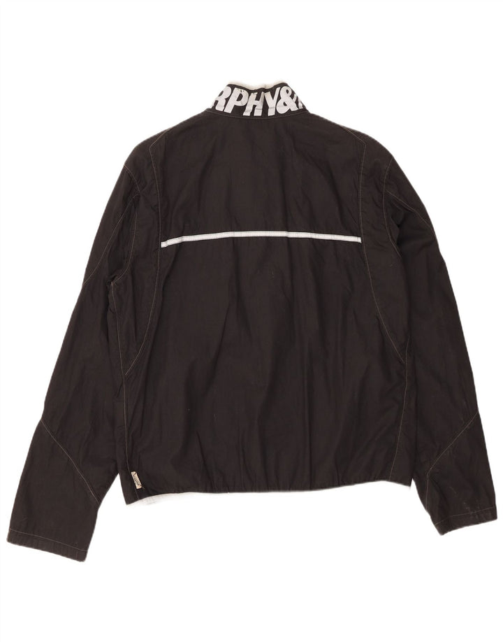 Murphy & Nye Womens Graphic Bomber Jacket UK 18 XL Black Cotton
