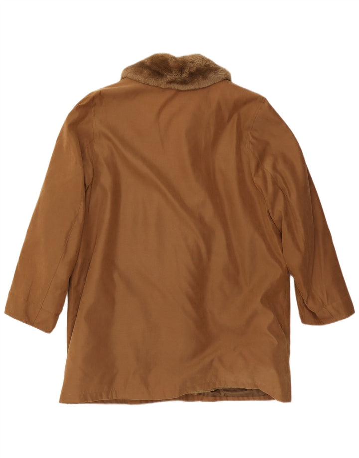 VINTAGE Womens Sherpa Coat UK 16 Large Brown Polyester