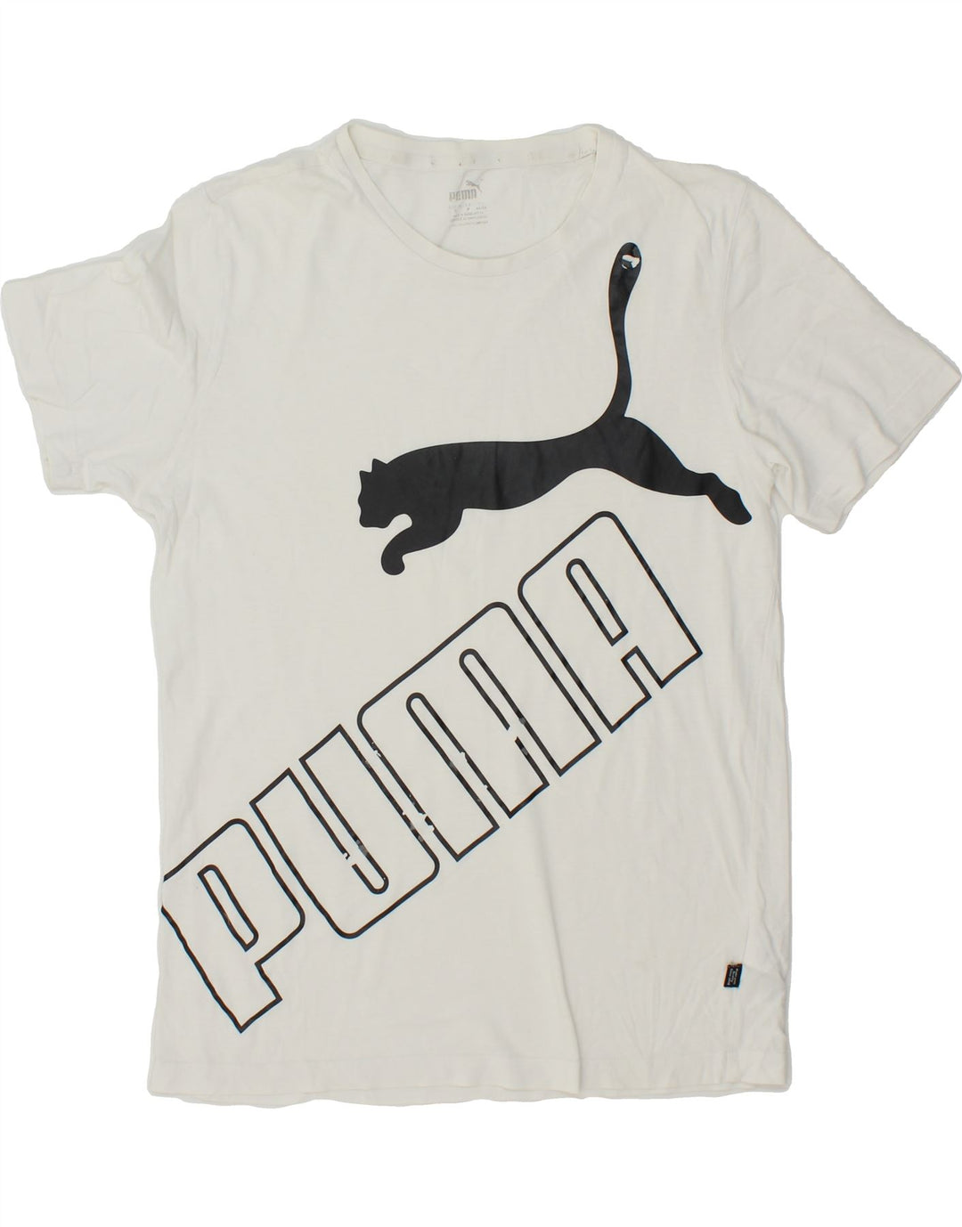 PUMA Mens Graphic T-Shirt Top Small White Cotton Vintage Puma and Second-Hand Puma from Messina Hembry 