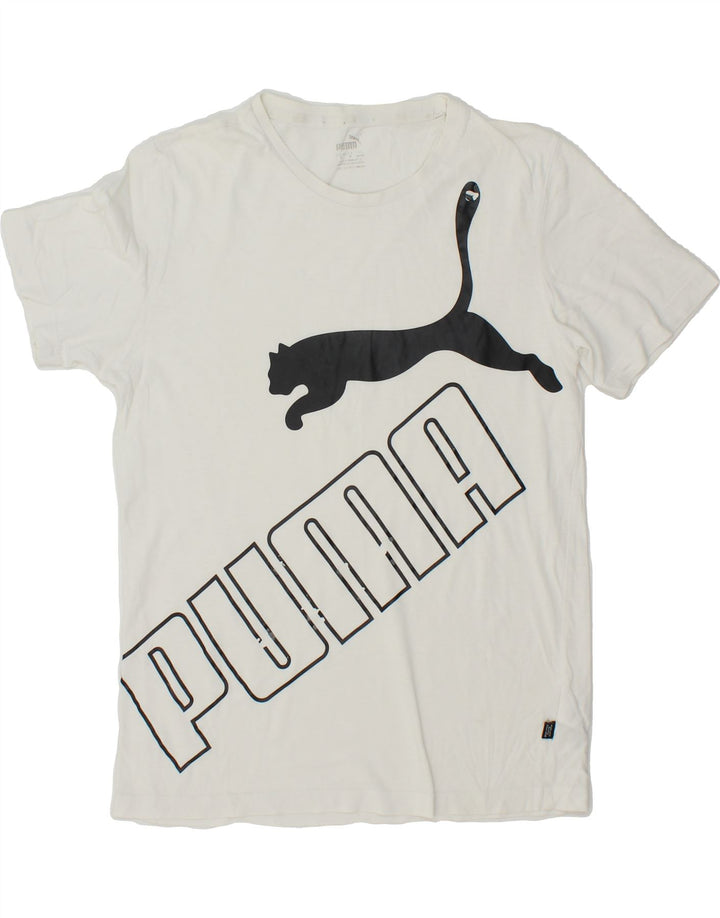 PUMA Mens Graphic T-Shirt Top Small White Cotton Vintage Puma and Second-Hand Puma from Messina Hembry 