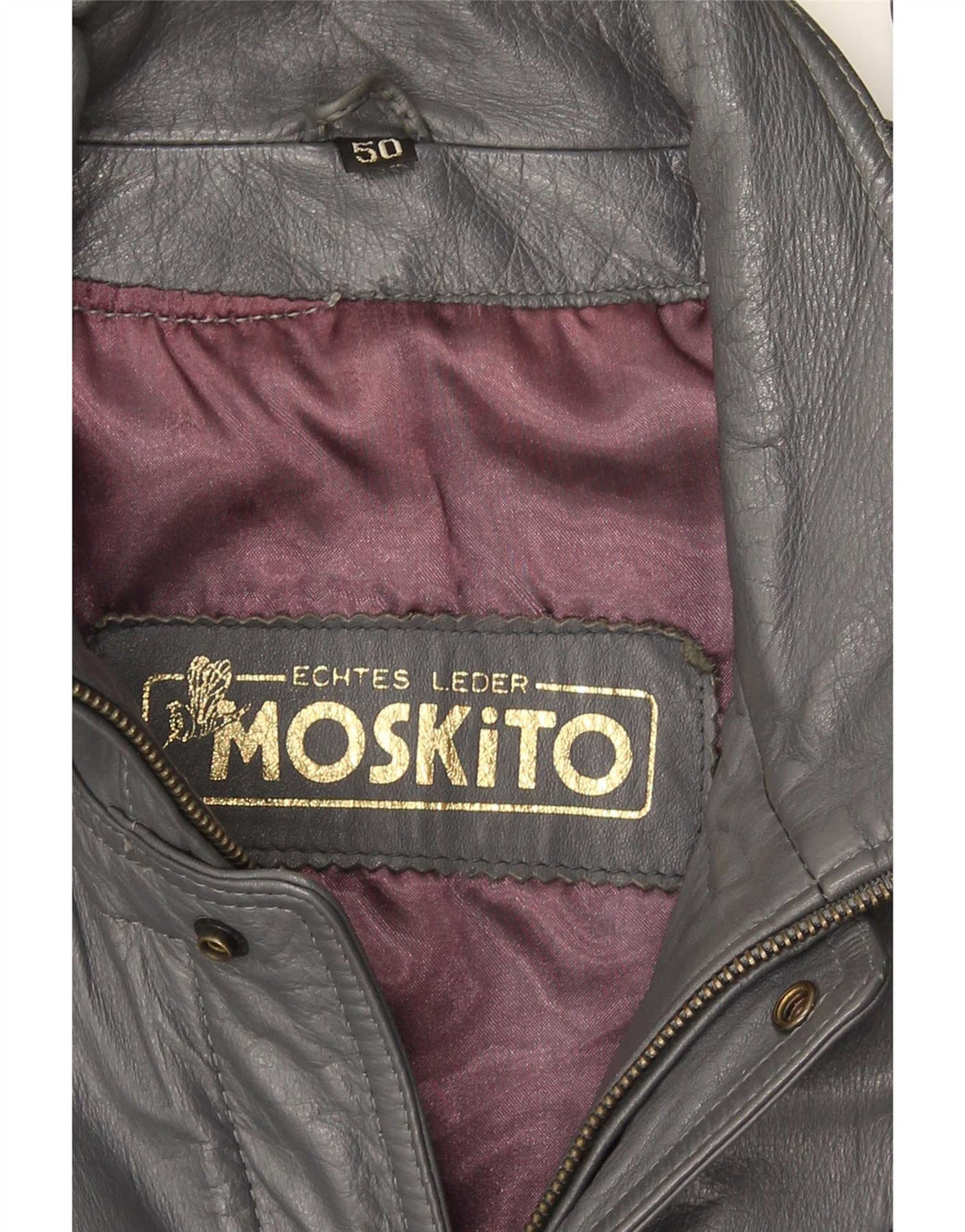Chaqueta de cuero vintage para hombre IT 50 grande negro